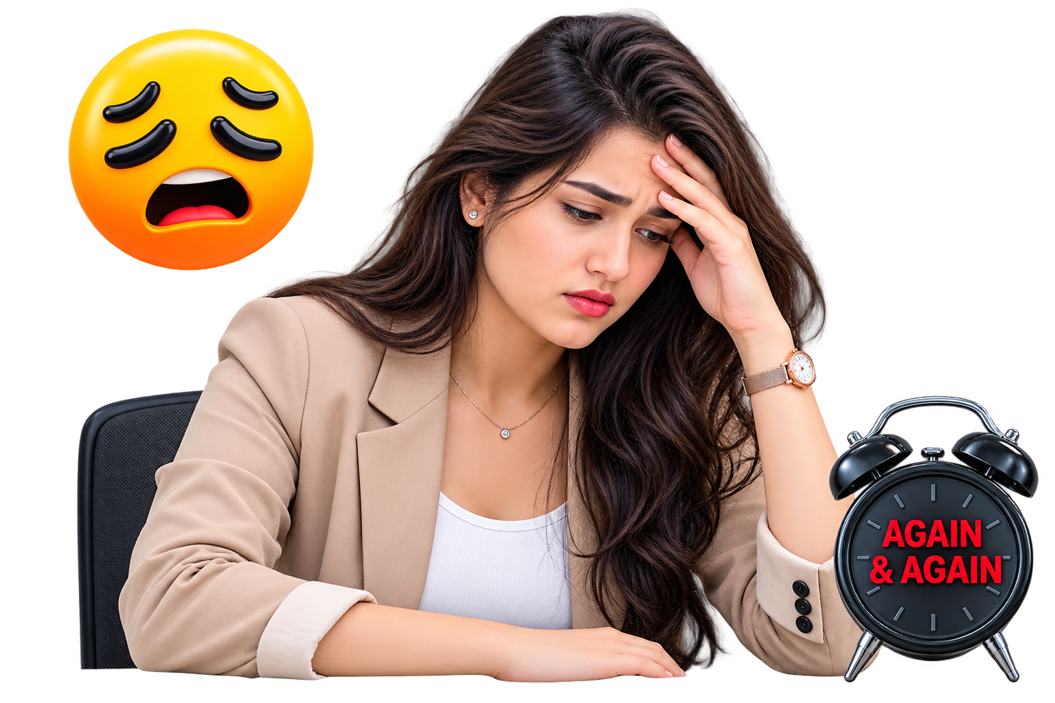 Frustrated entrepreneur overwhelmed by repetitive tasks